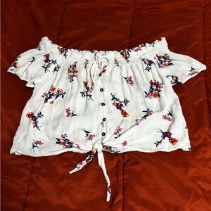 Jolt White Floral Off-Shoulder Blouse